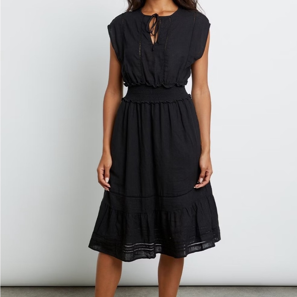 Rails Black Midi Dress with Smocked Waist